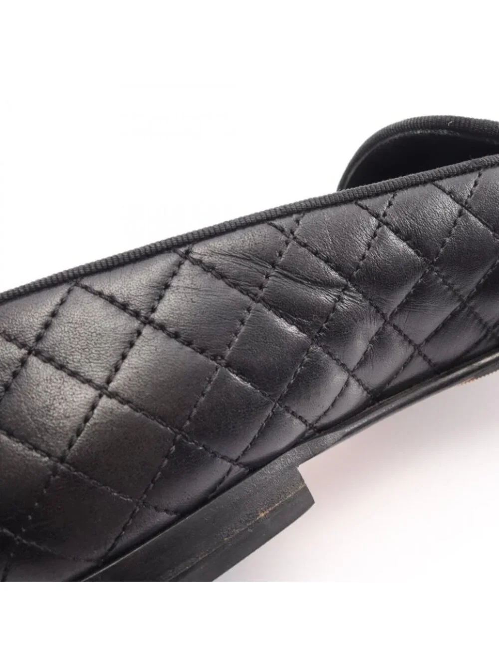 Chanel Loafers Quilted CC Logo Bk Leather